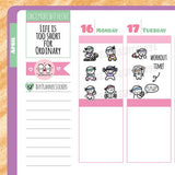 Mixed Workout Cardio, Weights, Stretching Munchkin Planner Stickers