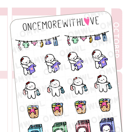 Pancarta de lavandería M30 y calcomanía de tareas de lavandería