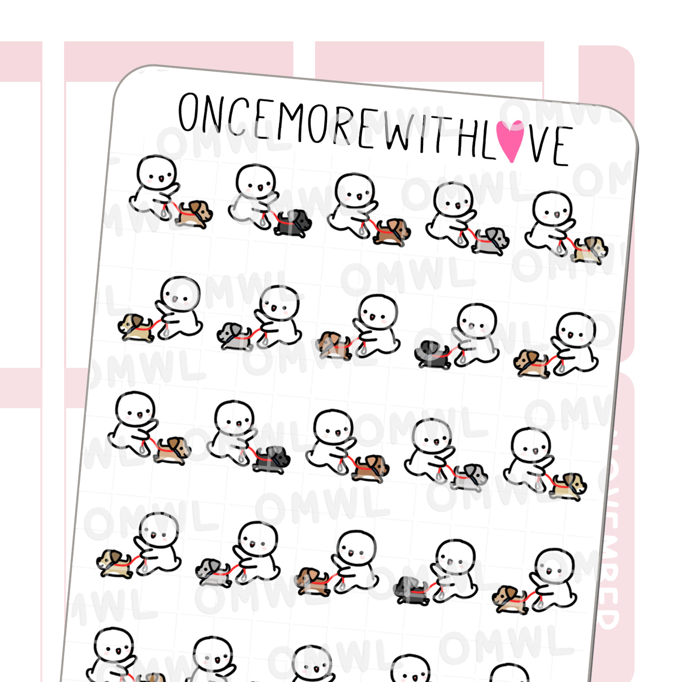 M608 Dog Walking Reminder Planner Sticker