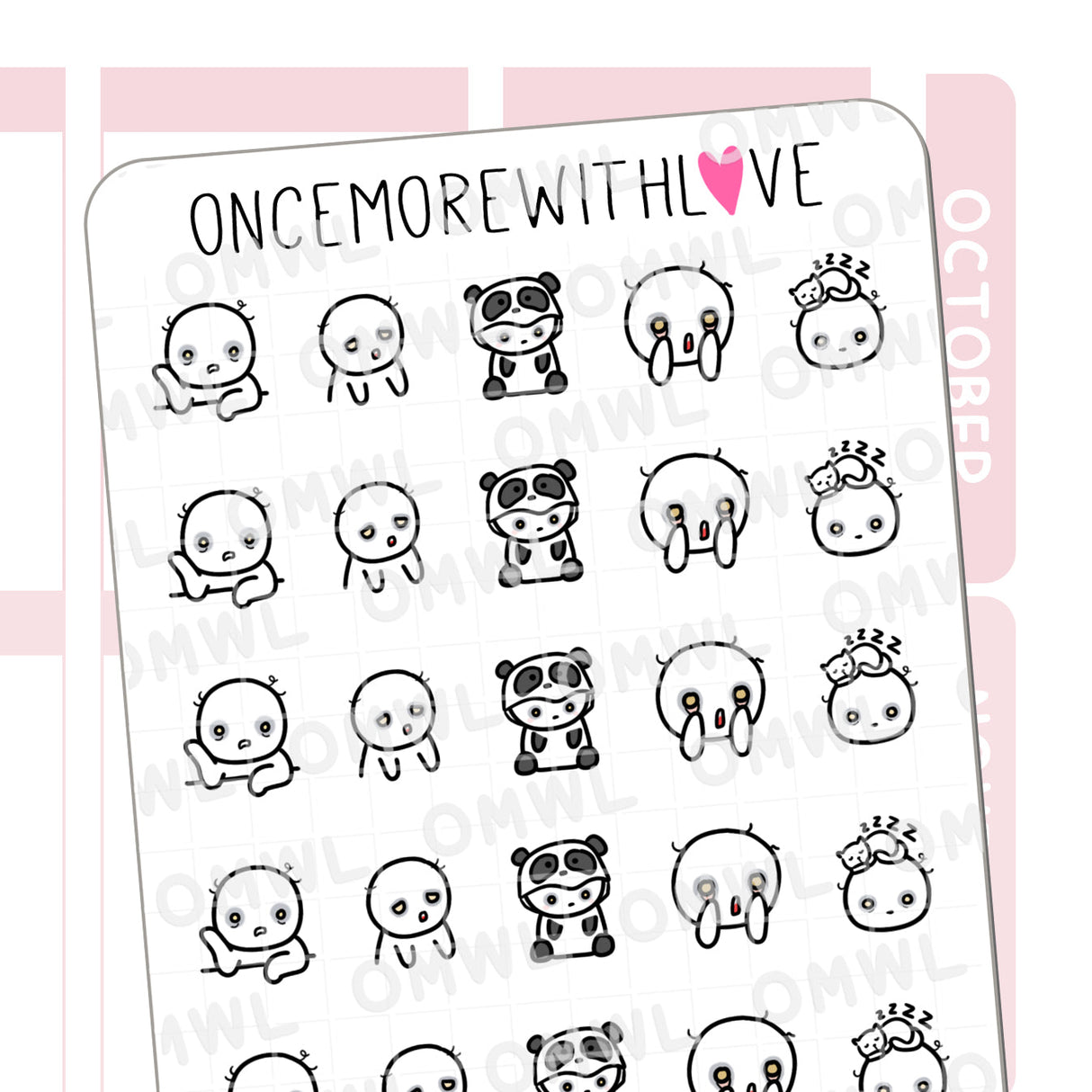 M689 Panda Eyes Tired Eye Circles Planner Sticker