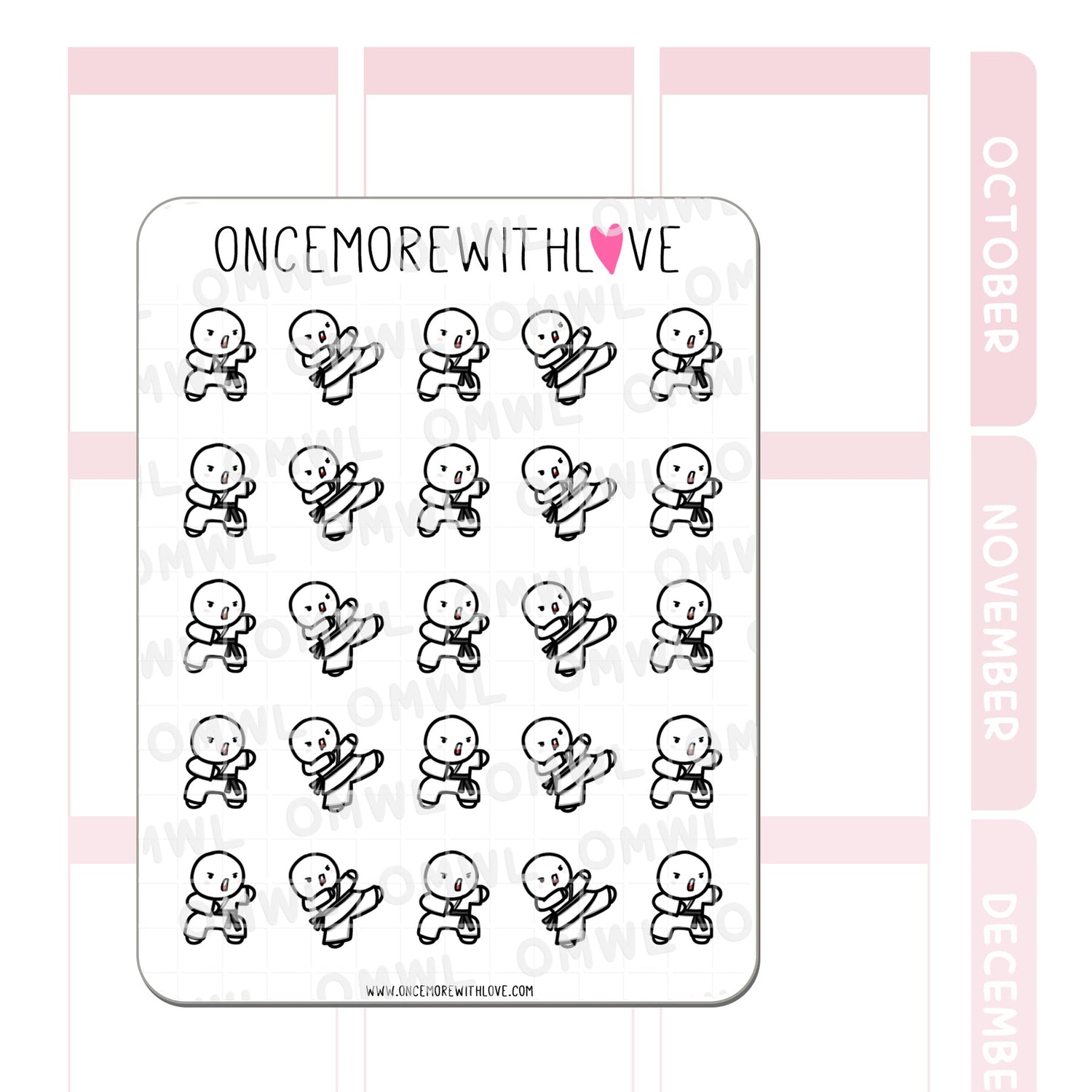 M707 Karate Munchkin Planner Stickers