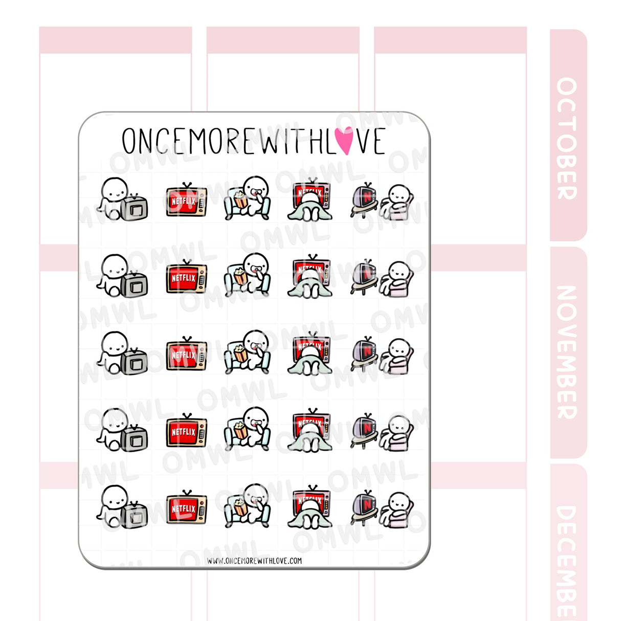 M826 Netflix Binge Munchkin Planner Sticker