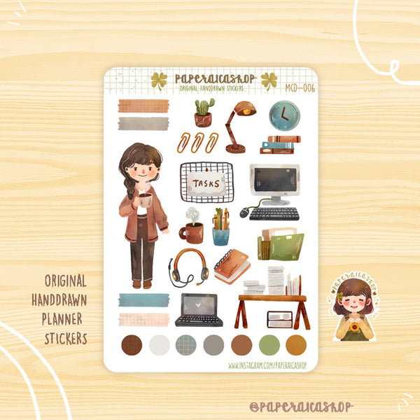Home Office Girl Sticker PaperaicaShop