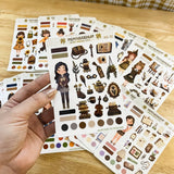 Cute Dark Academia Girl Sticker PaperaicaShop