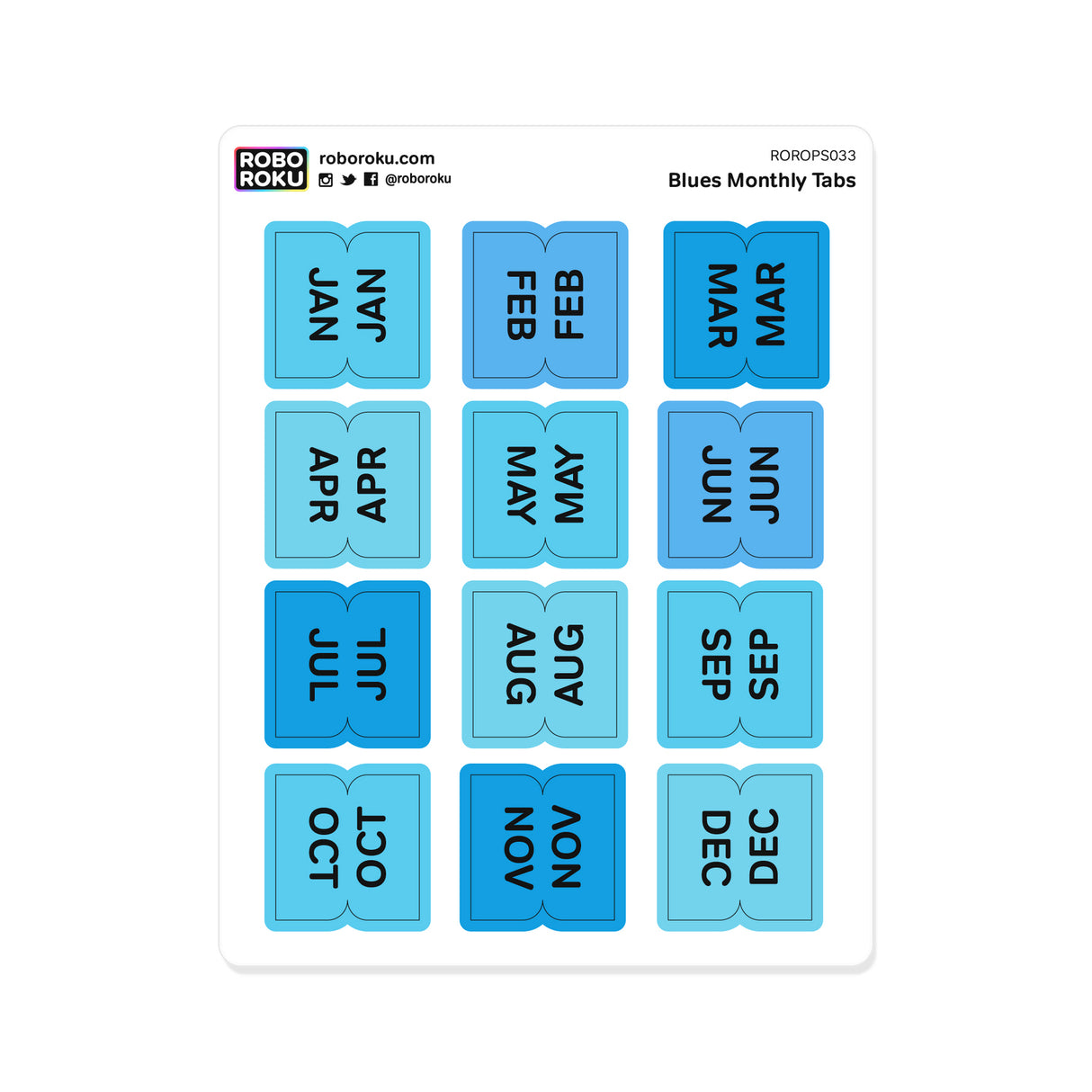 Monthly Tabs Blue Planner Stickers