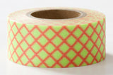 Neon Light Green Check Japanese Washi Tape • Basic Masté Masking Tape