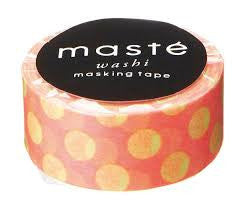 Neon Red & Yellow Dot Japanese Washi Tape • Basic Masté Masking Tape