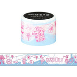 Hawaii Honolulu Map Maste Japanese Masking Tape featuring Hula girl, tropical beach, coconut tree, reef fishes & more. Drawn with unique and in detail. Made in Japan.