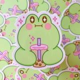 Matcha the Frog Boba Sparkles Vinyl Sticker