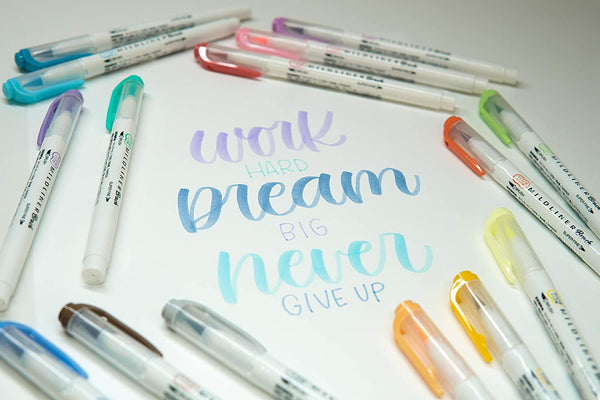 Zebra Mildliner Double Ended Brush Pen & Marker 15/Pkg-Assorted Colors  79115 - GettyCrafts