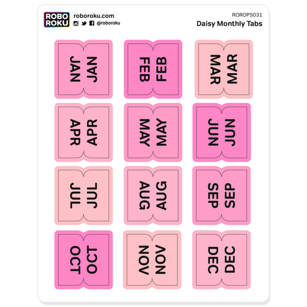 Monthly Tabs Daisy Pink Planner Stickers