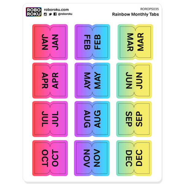 Monthly Tabs Rainbow Planner Stickers