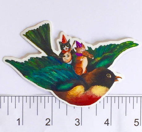 Pegatina de vinilo con gatitos musicales en la espalda de Robin