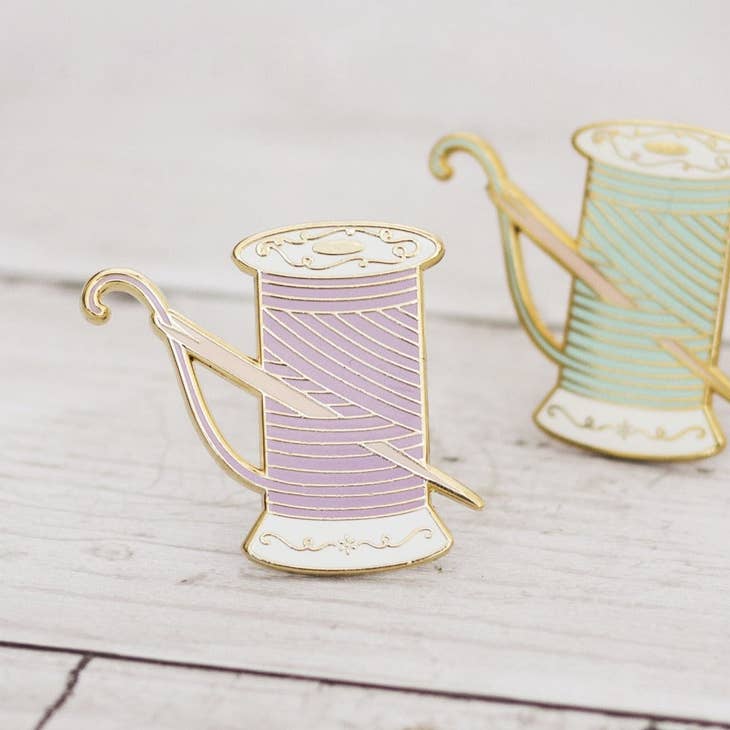Pin Threadcraft Needle and Thread Purple Enamel Pin – Little Craft Place