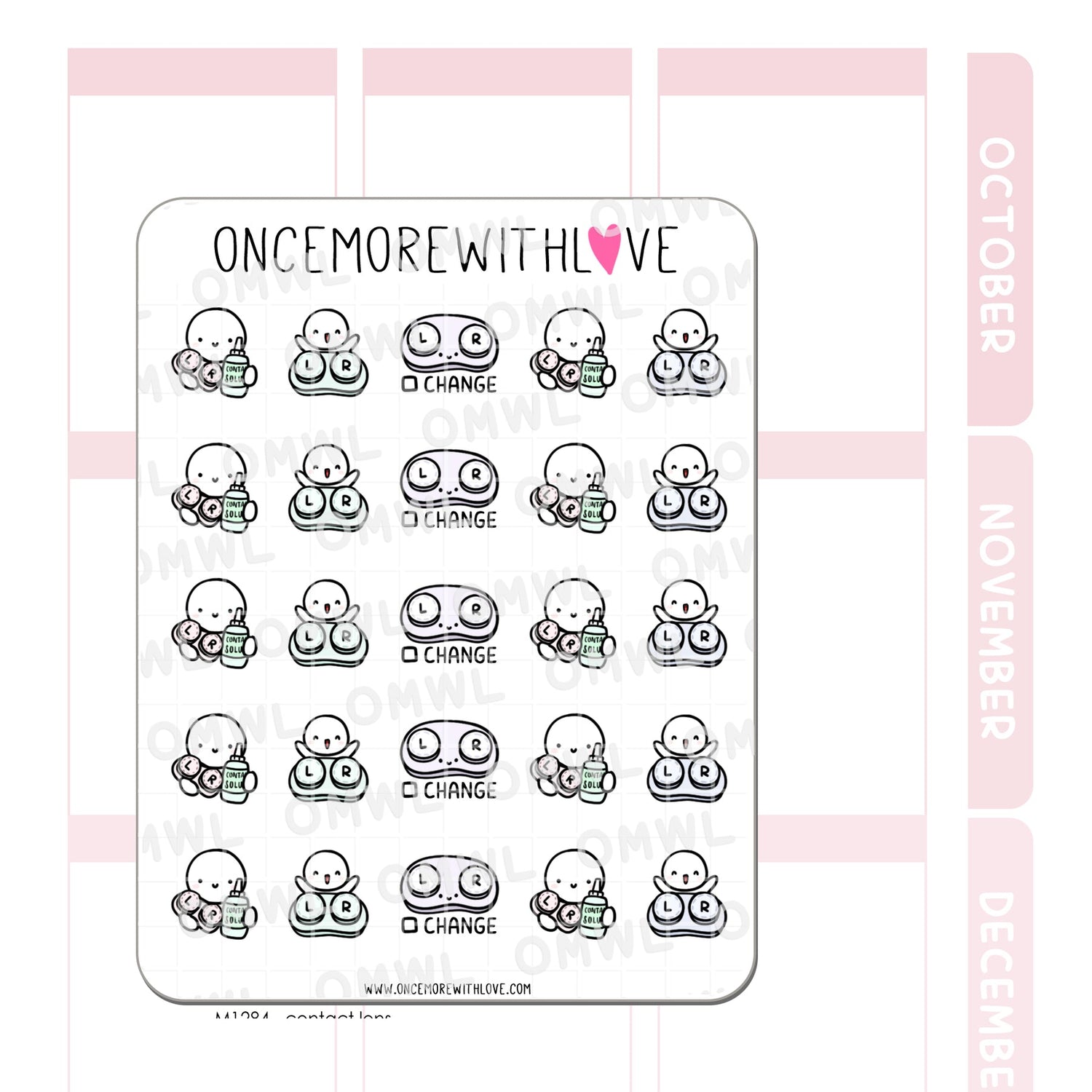 Once More With Love - M1284 Contact Lens Planner Sticker