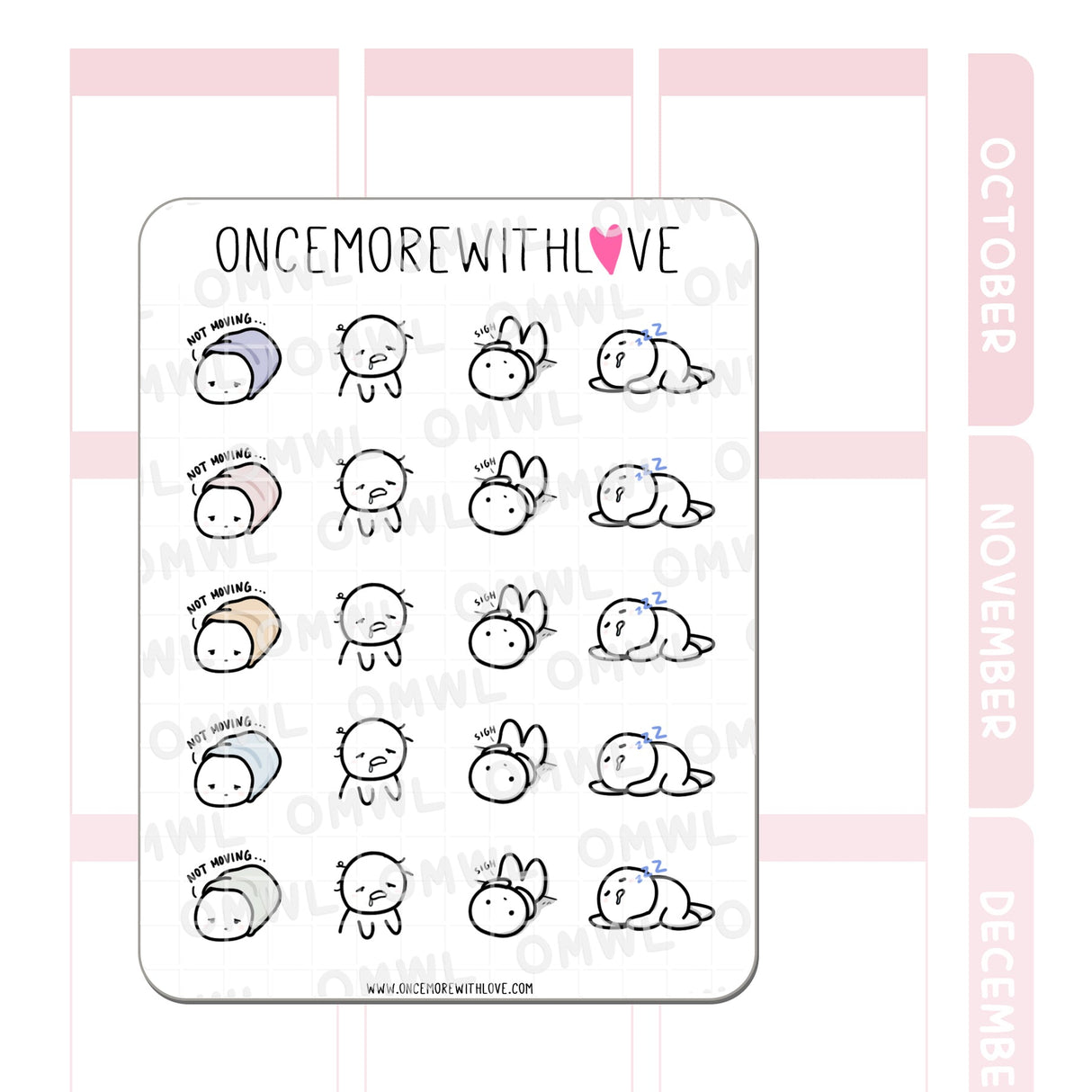 Once More With Love - M744 Too Tired To Move Munchkin Planner Stickers