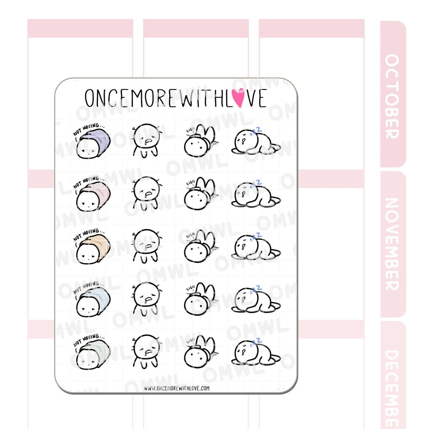 Once More With Love - M744 Too Tired To Move Munchkin Planner Stickers