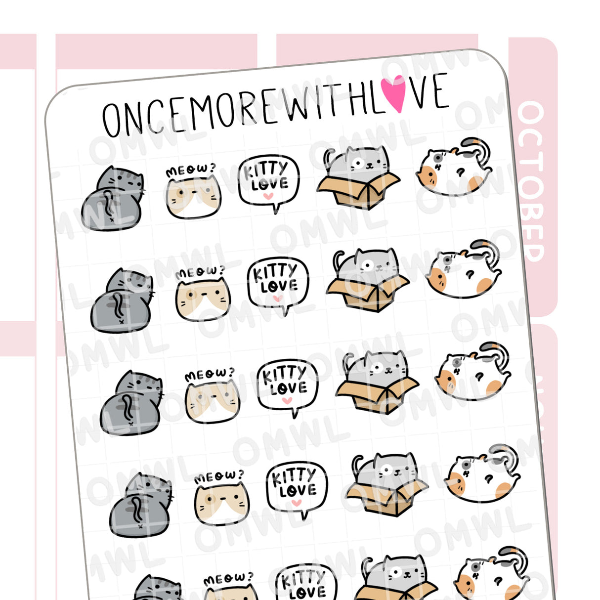 Once More With Love - V209 Cat Doodles Sticker