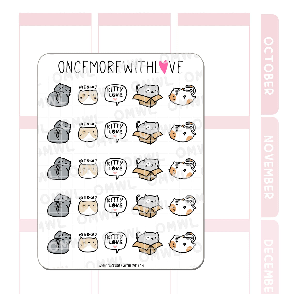 Once More With Love - V209 Cat Doodles Sticker