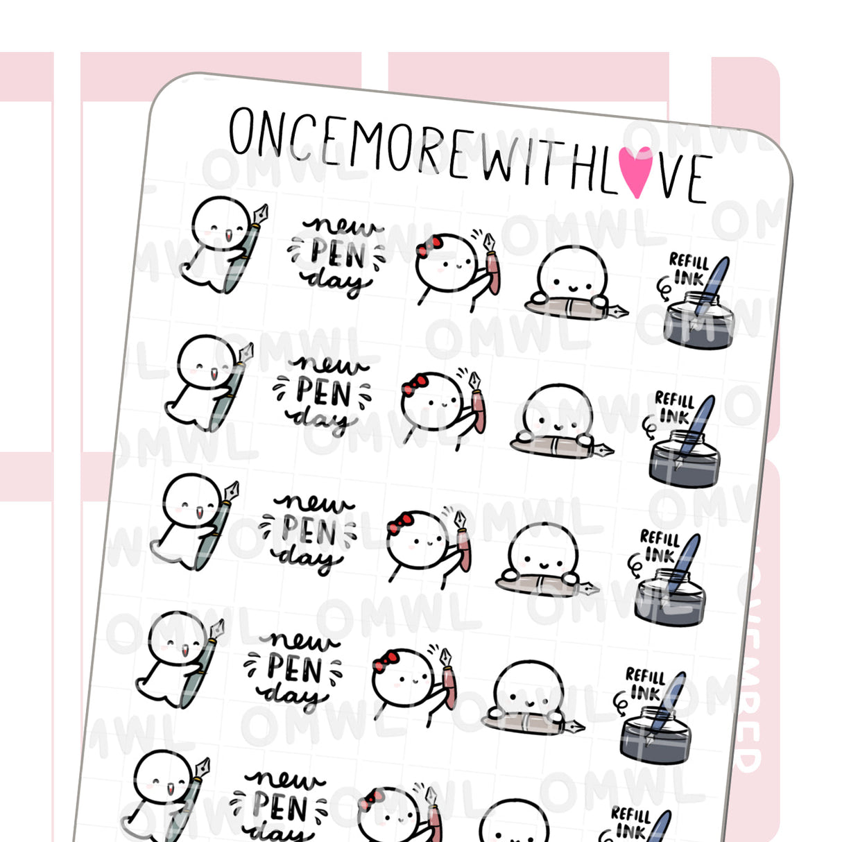 Once More With Love M1002 Fountain Pen Love Planner Sticker