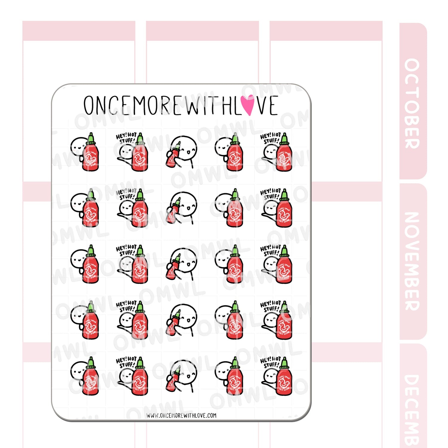 Once More With Love M1077 Sriracha Hot Sauce Sticker