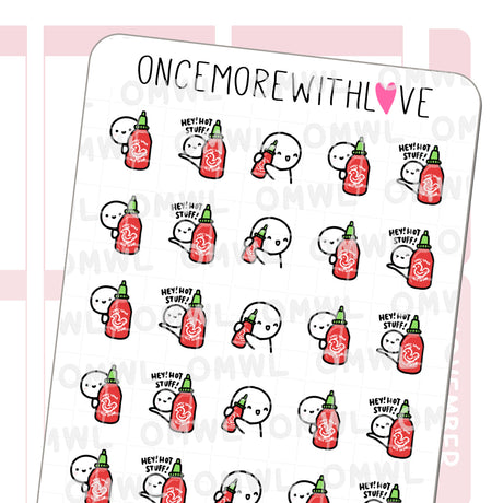 Once More With Love M1077 Sriracha Hot Sauce Sticker