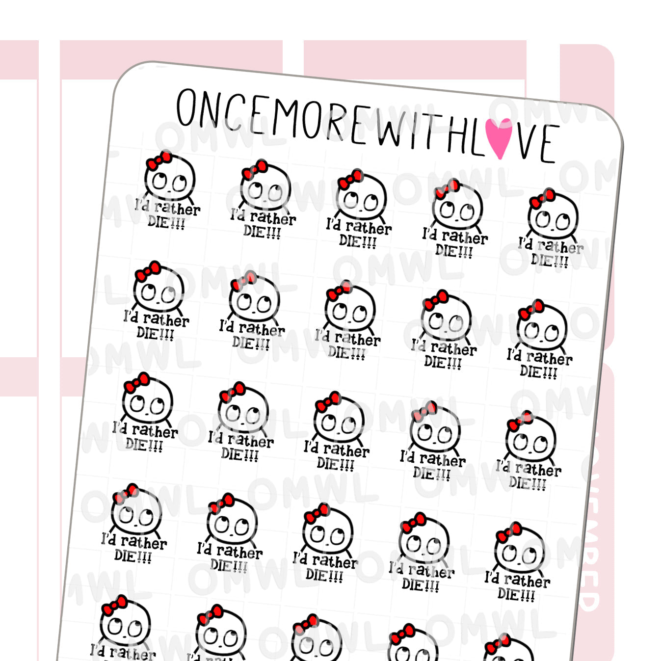 Once More With Love M717 I'd Rather Die! Munchkin Planner Stickers