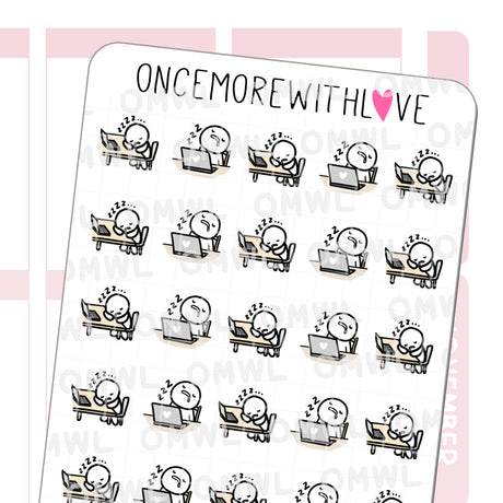 Once More With Love M758 Sleeping on the Job Tired Sticker