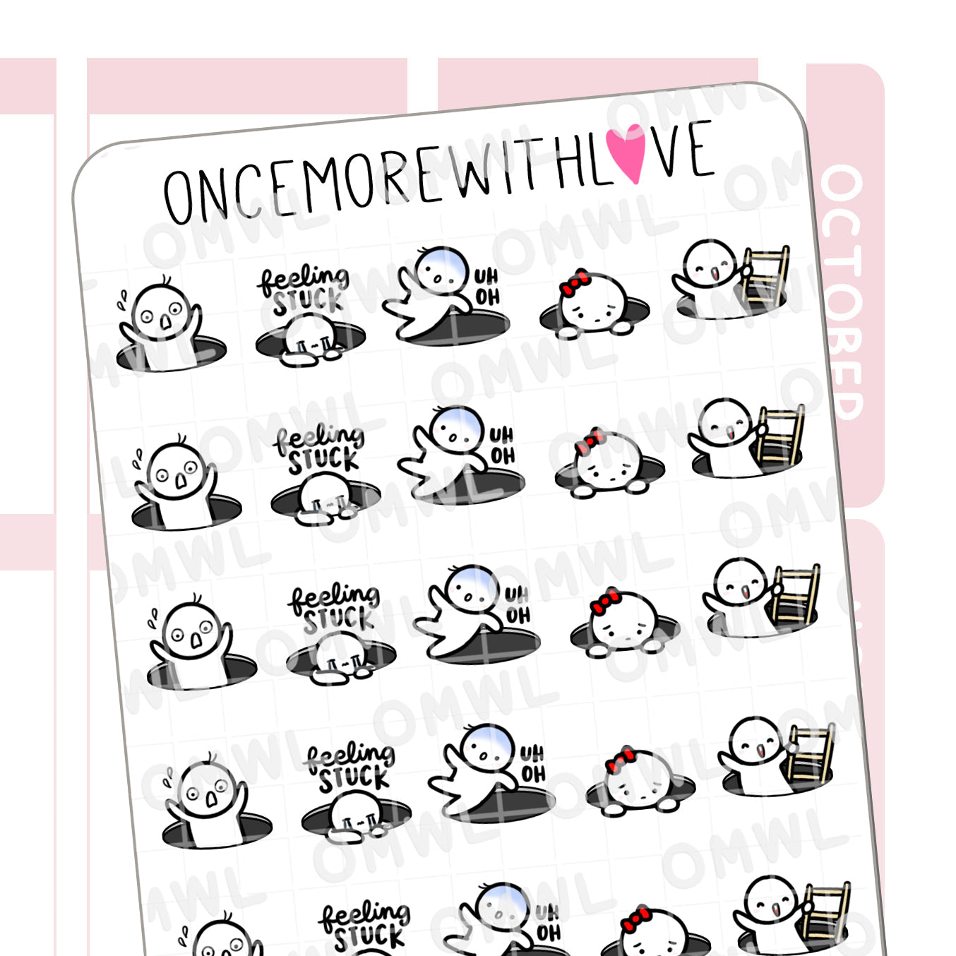 Once More With Love M762 Black Hole Munchkin Planner Stickers