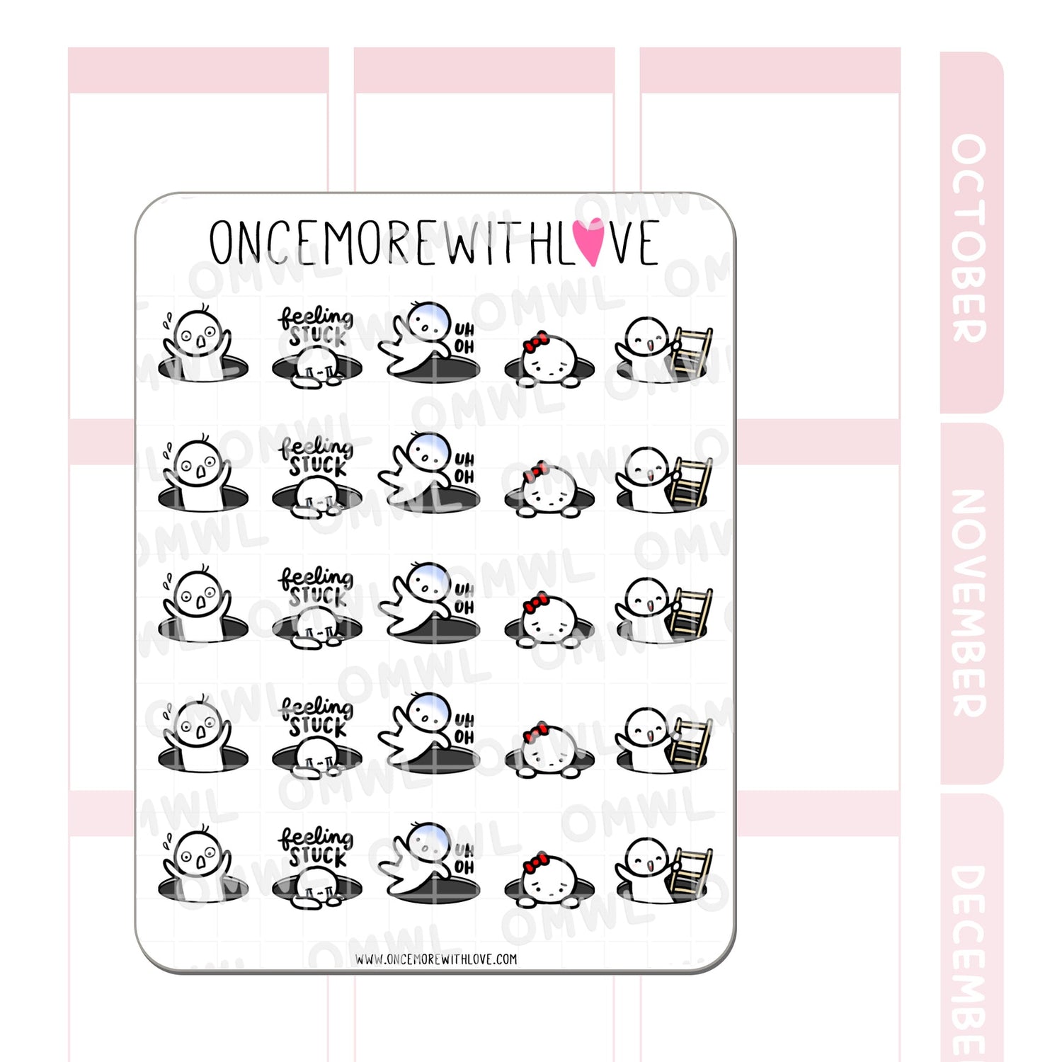 Once More With Love M762 Black Hole Munchkin Planner Stickers