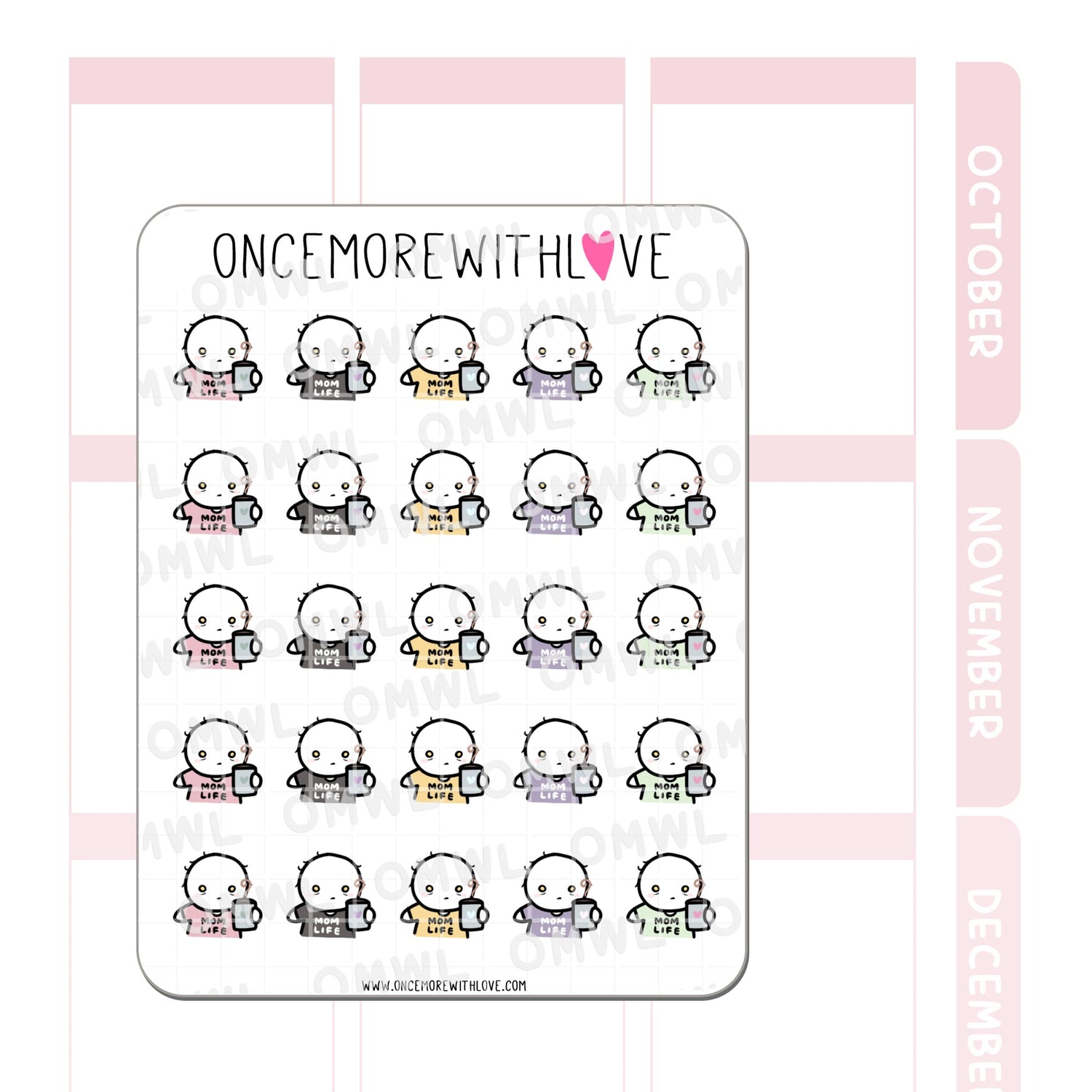 Once More With Love M888 Tired Mom Life Planner Stickers