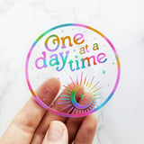 One Day At A Time Mental Health Rainbow Aesthetic Sticker
