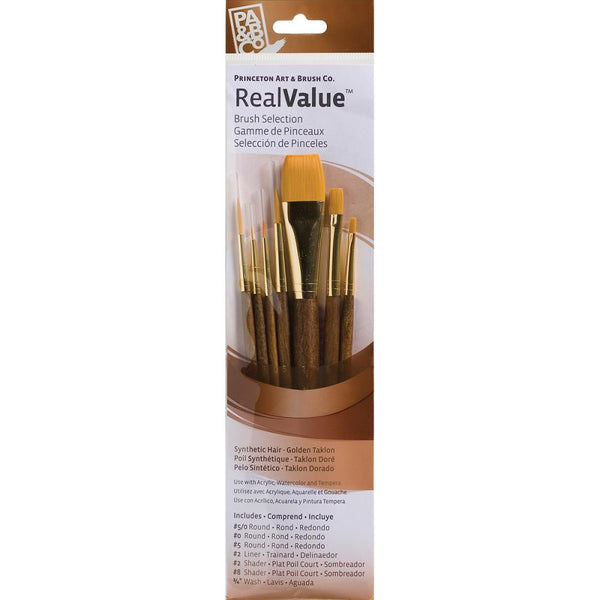 Synthetic Gold Taklon Real Value Brush Set