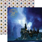 This Hogwarts at Night double sided paper features one of the most iconic scenes of the series- the students' first glimpse of the Hogwarts castle! Add it to your magical memories of trips, movie theater or library visits, or flip the paper over and feature the house colors and mascots!