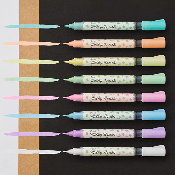 Pentel Milky Brush & Frixion Light セット Pentel Milky Brush Pen - 8 Color Set – Little Craft Place
