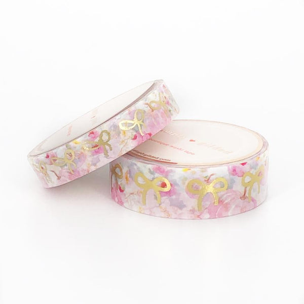simply gilded WASHI 15/10mm - Pink Pumpkin Patch BOWS + lt. gold Washi Tape