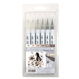 ZIG Clean Color Real Brush Pens Warm Gray - 6 Color Set