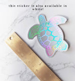 Rainbow Holographic Turtle Sticker White