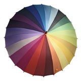 Rainbow Umbrella. Add a rainbow of color to a rainy day with this delightful full sized 24 rib multicolored umbrella.