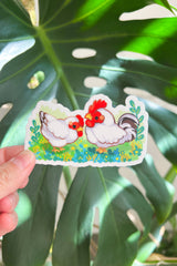 Pegatina de vinilo de gallo y gallina