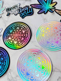 Sacred Geometry Lunar Seed of Life Holographic Sticker