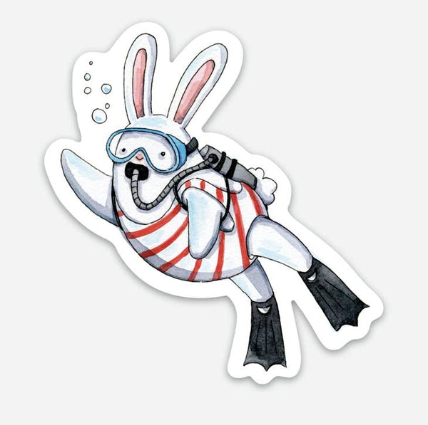 Scuba Diver Bunny Sticker