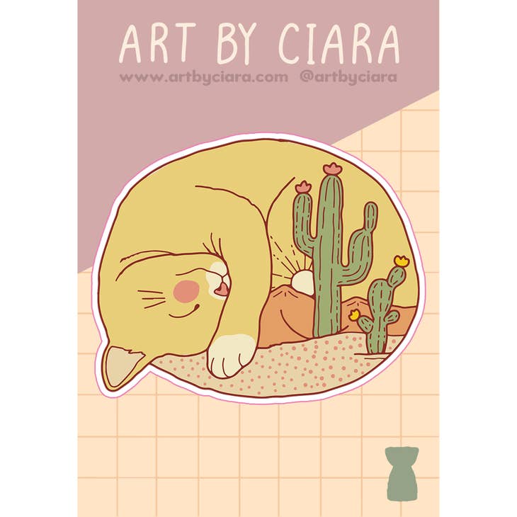 Sleepy Cat Desert Sticker