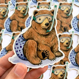 Snorkeling Bear Sticker