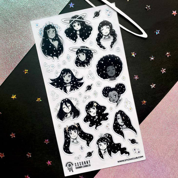 Space Girls Sticker Sheet