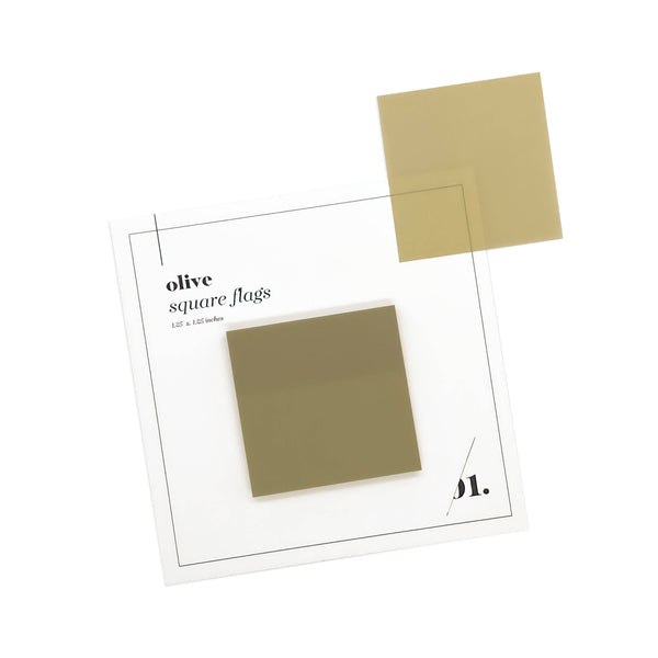 Square Transparent Page Flags | Olive