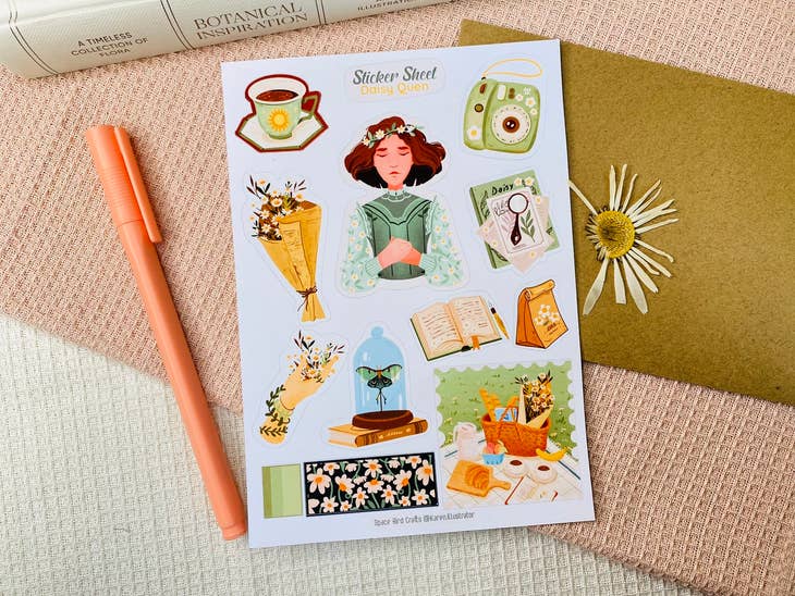 Hoja de calcomanías de la reina de las margaritas