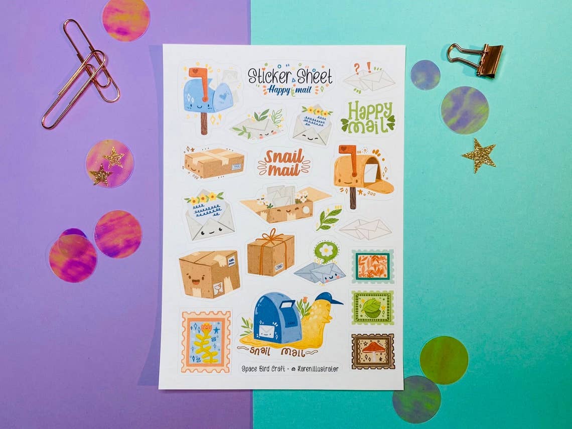 Paper Mails Sticker Design Happy Mail Sticker Sheet – Little Craft Place