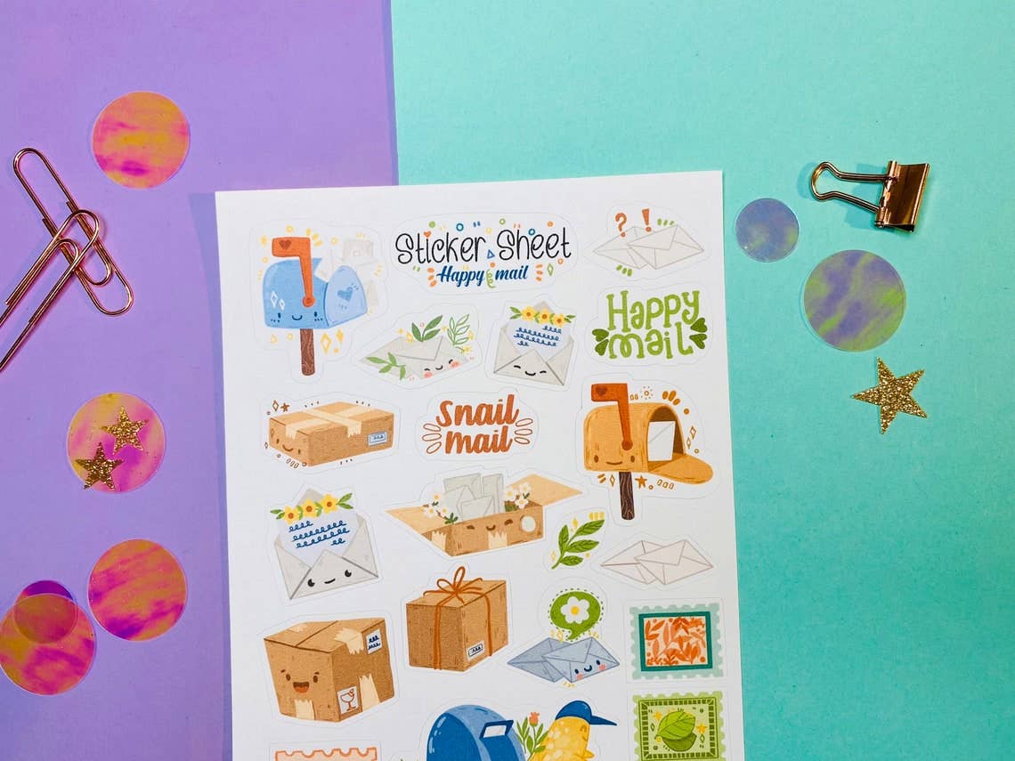 Paper Mails Sticker Design Happy Mail Sticker Sheet – Little Craft Place