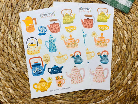 Hoja de pegatinas de la fiesta del té